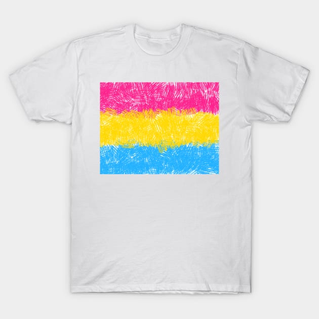 Pansexual Flag in Crosshatch Design T-Shirt by PurposelyDesigned